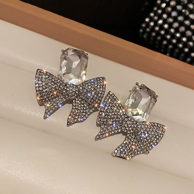 Sparkling Bow Shape Zircon Korean Earrings