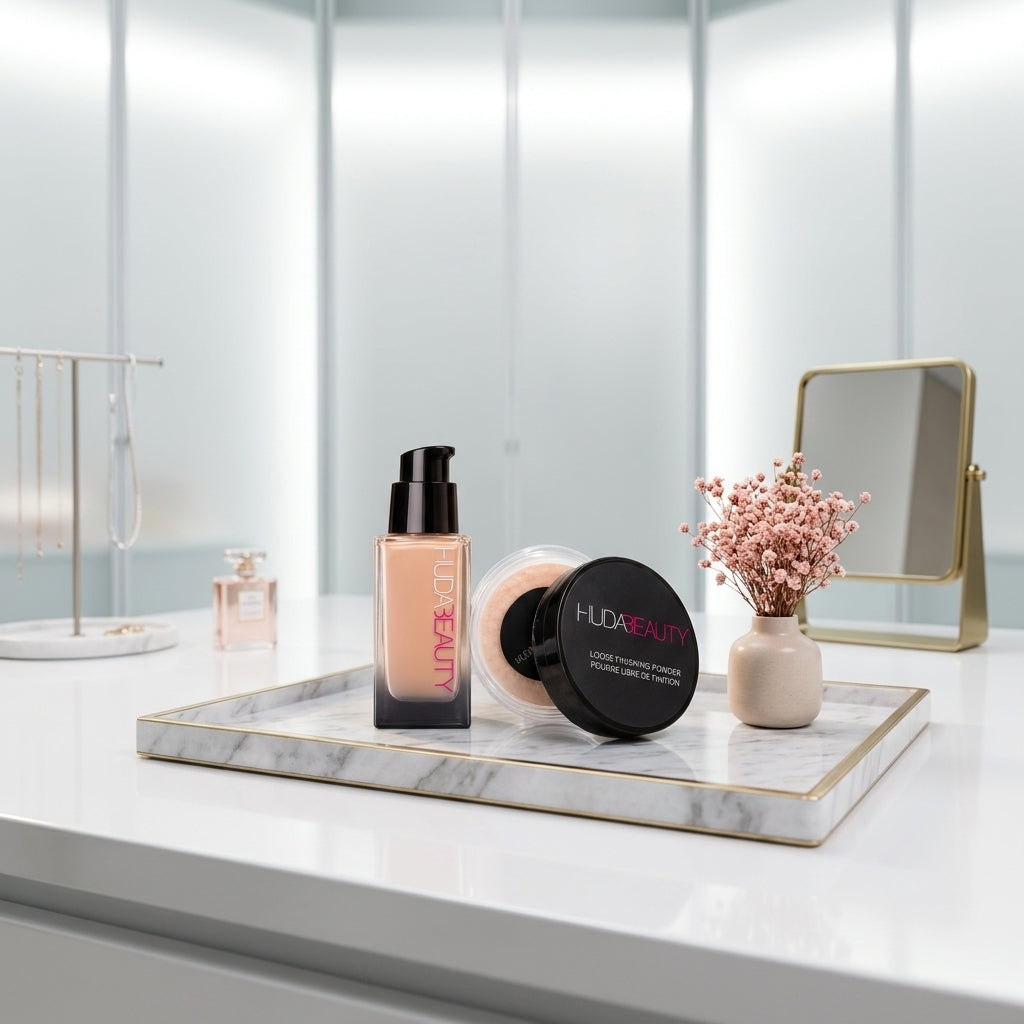 Huda Beauty 2 In 1 Makeup Deal Foundation And Loose Finishing Powder